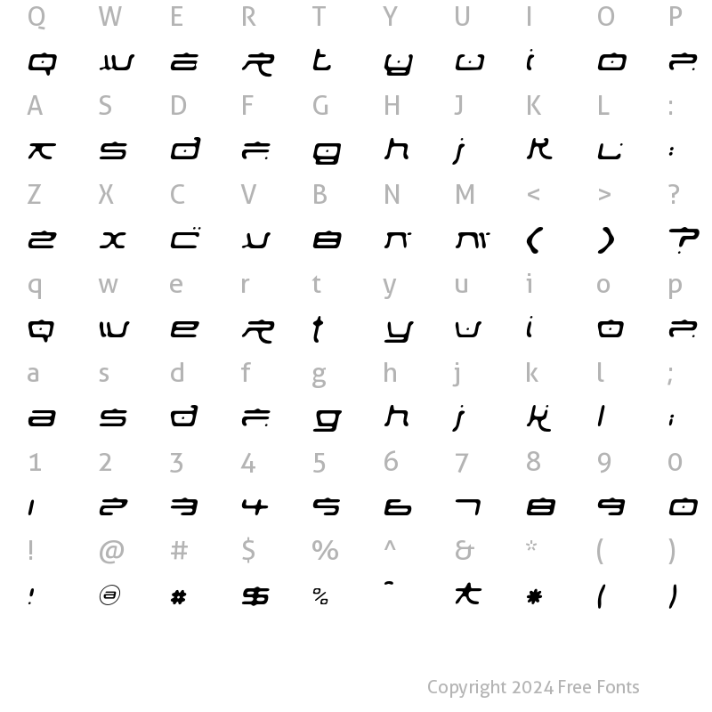 Character Map of Fufanu Italic