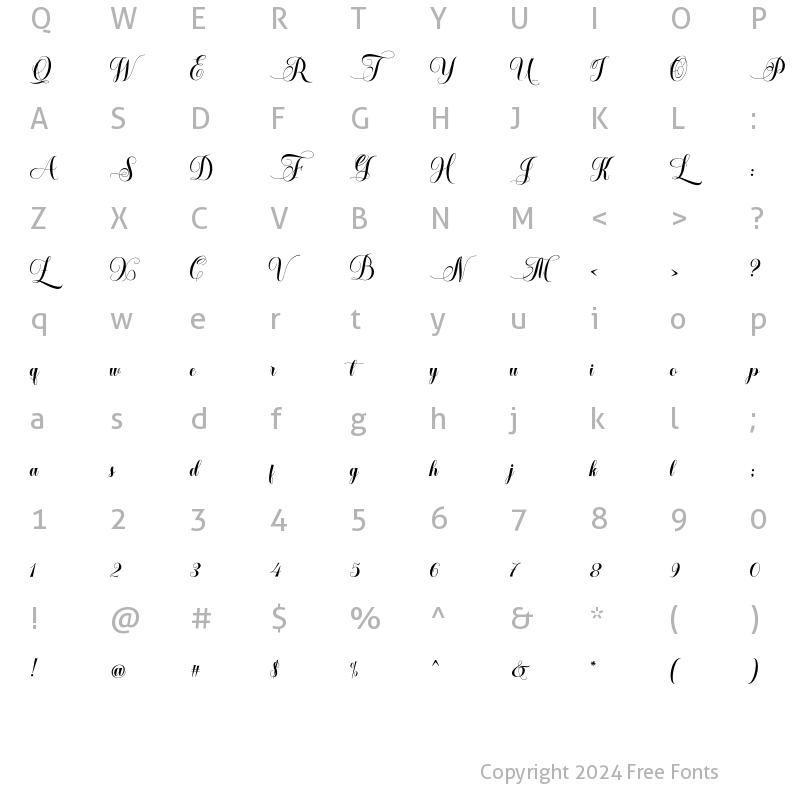 Character Map of Fugenta Script Regular