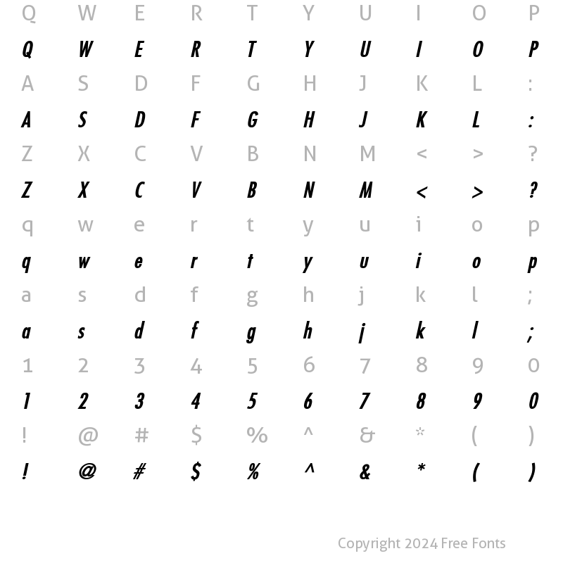 Character Map of Fuji Bold Italic