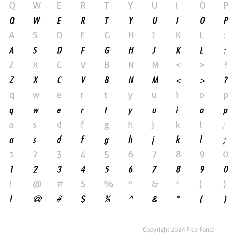 Character Map of Fuji Wide Italic