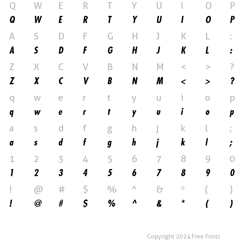 Character Map of Fujiyama Bold Italic