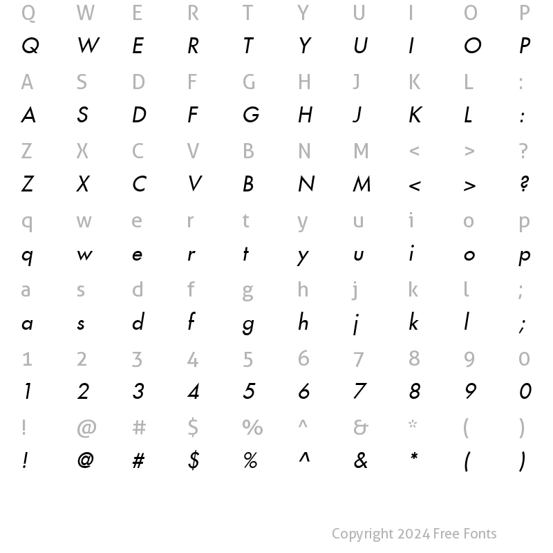 Character Map of Fujiyama2 Italic