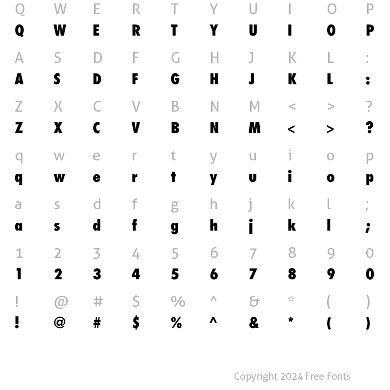 Character Map of Fujiyama_ExtraBold-Normal Regular