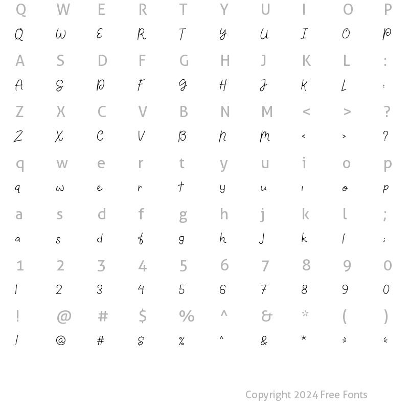 Character Map of Fully Moon Regular