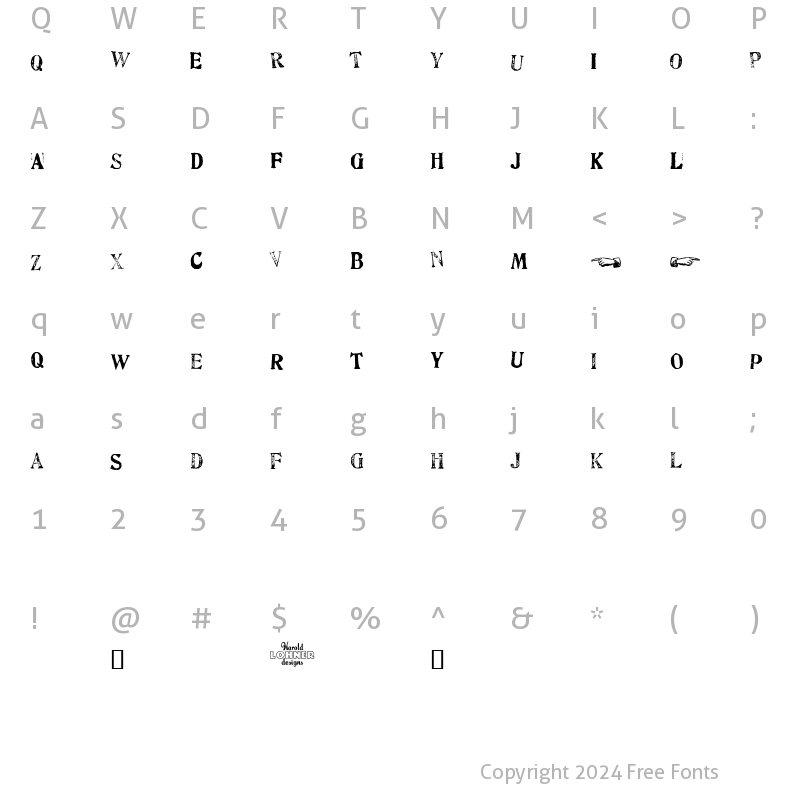 Character Map of Fulton Artistamp Trial Trial