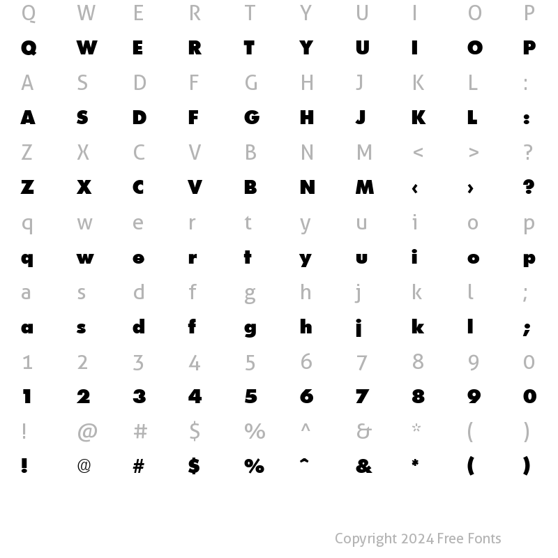 Character Map of Fulton ExtraHeavy Regular