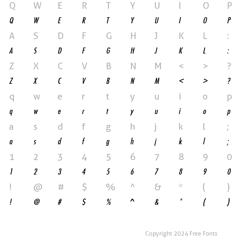 Character Map of FunctionCond Italic