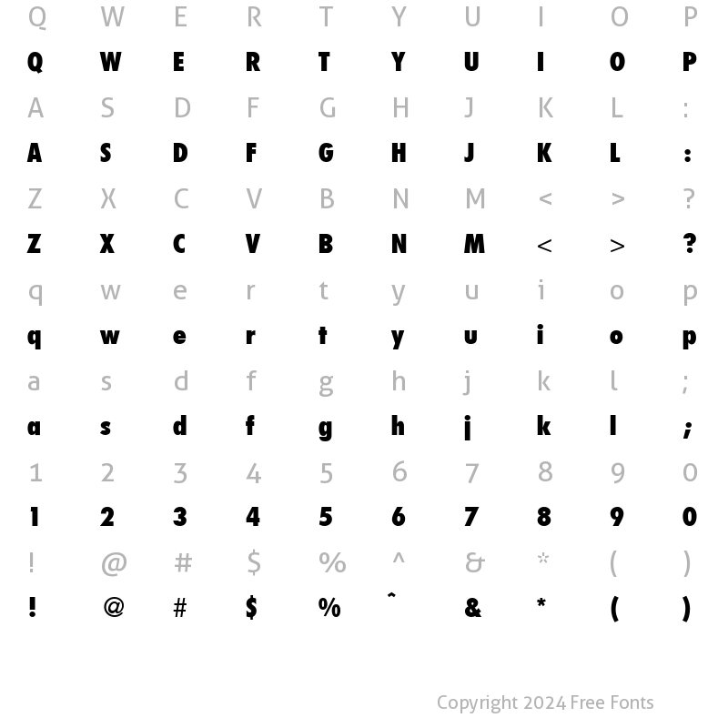 Character Map of FunctionCondTwoExtrabold Regular