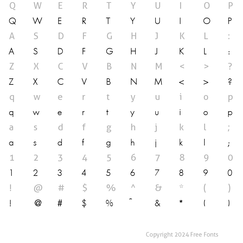 Character Map of FunctionTwoLight DB Regular