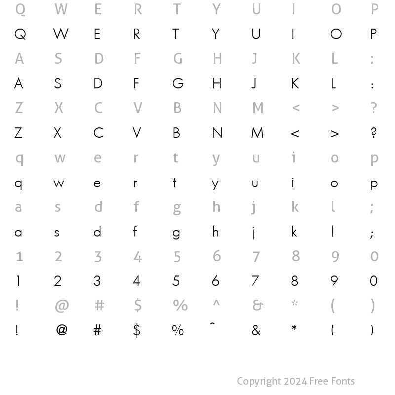 Character Map of FunctionTwoLight Regular