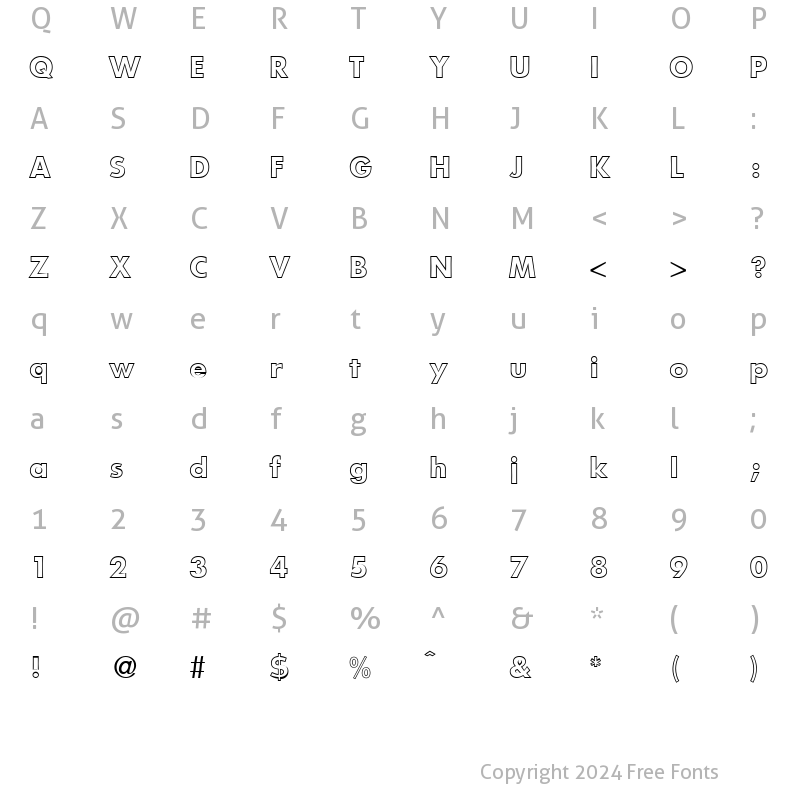 Character Map of FunctionTwoOutline Bold