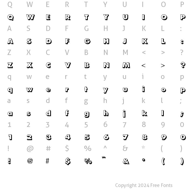 Character Map of FunctionTwoShadedExtrabold Regular