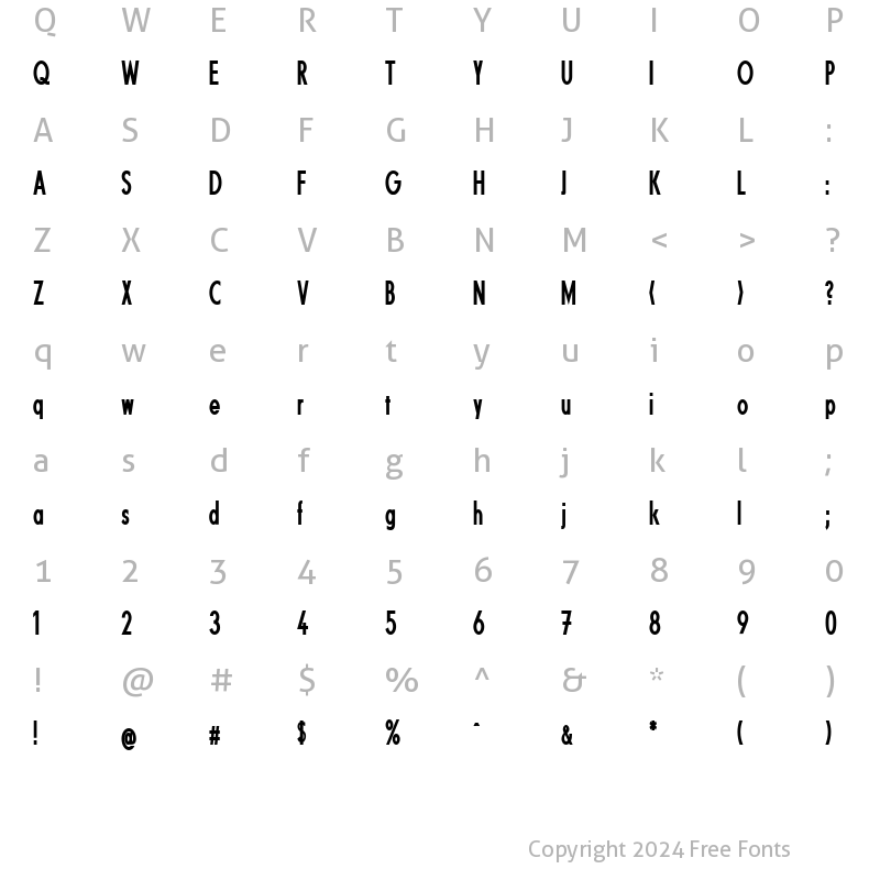 Character Map of Fundamental  Brigade Condensed Regular