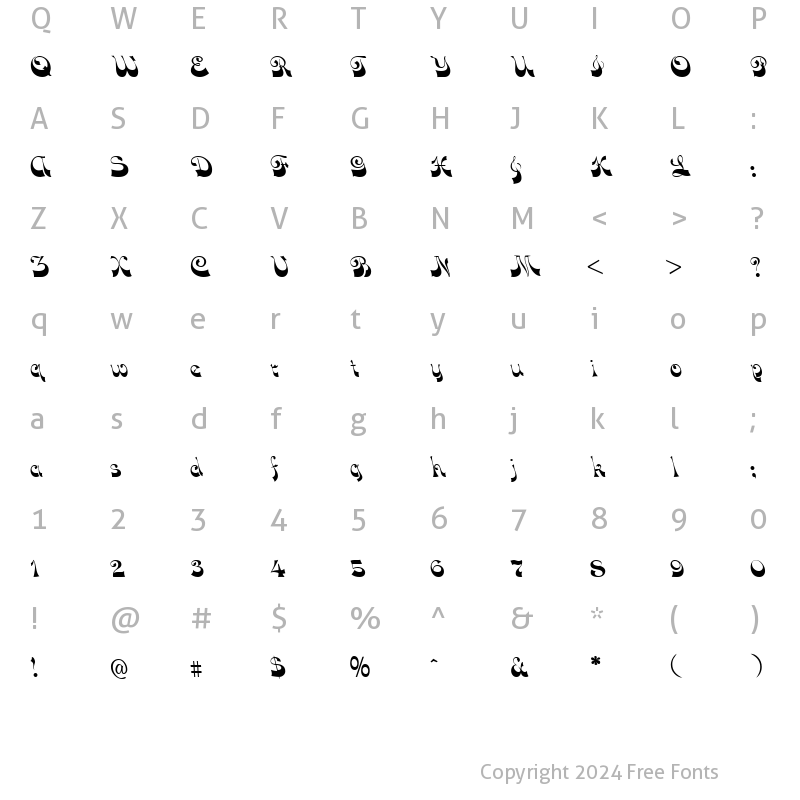 Character Map of Funky Face Regular