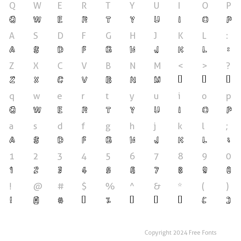 Character Map of Funky Stoneage Regular