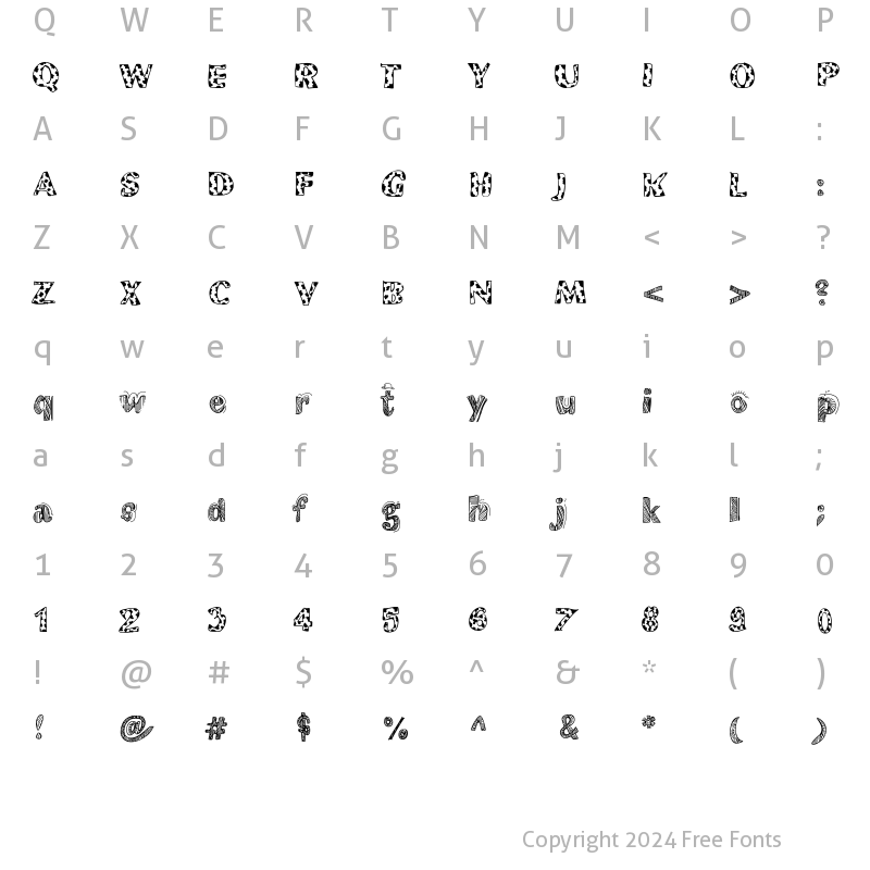 Character Map of FunnyCow Medium