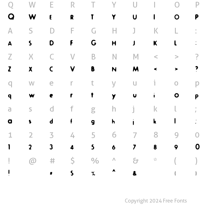 Character Map of Fur ExtraRounded Regular