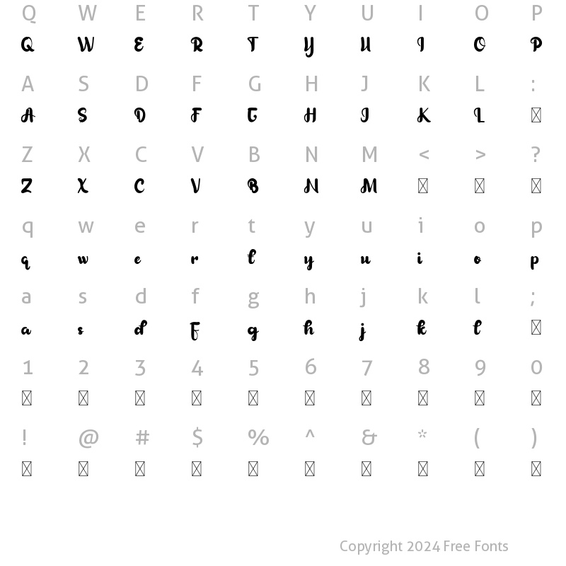 Character Map of Furgaski M Regular