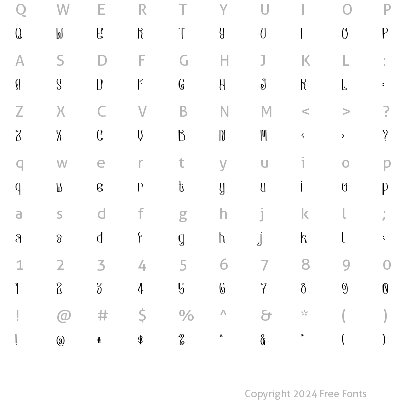 Character Map of FURINACE Regular