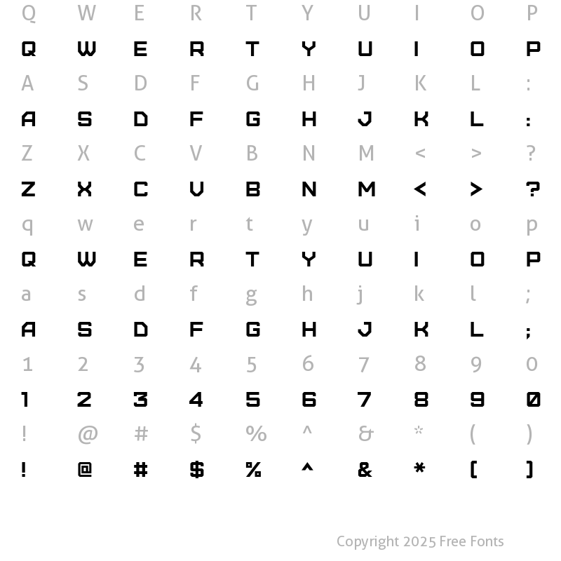 Character Map of Furore Regular