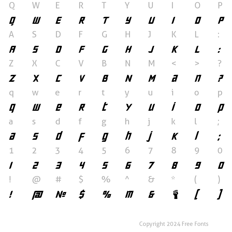 Character Map of FuryW01-Bold Regular