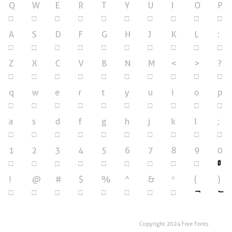 Character Map of FusakaAlternates Roman