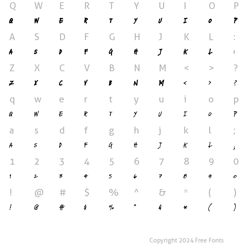 Character Map of FUSE normal Italic