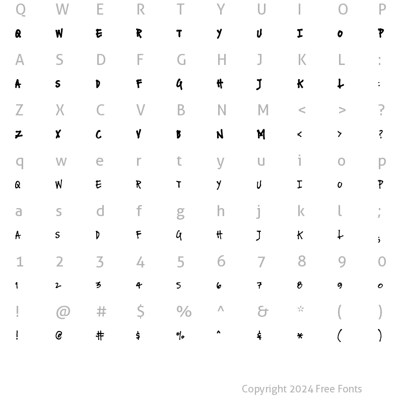 Character Map of FUSE normal Regular