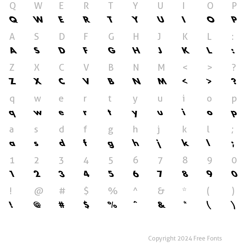 Character Map of Fusion-Bold Lefty Regular