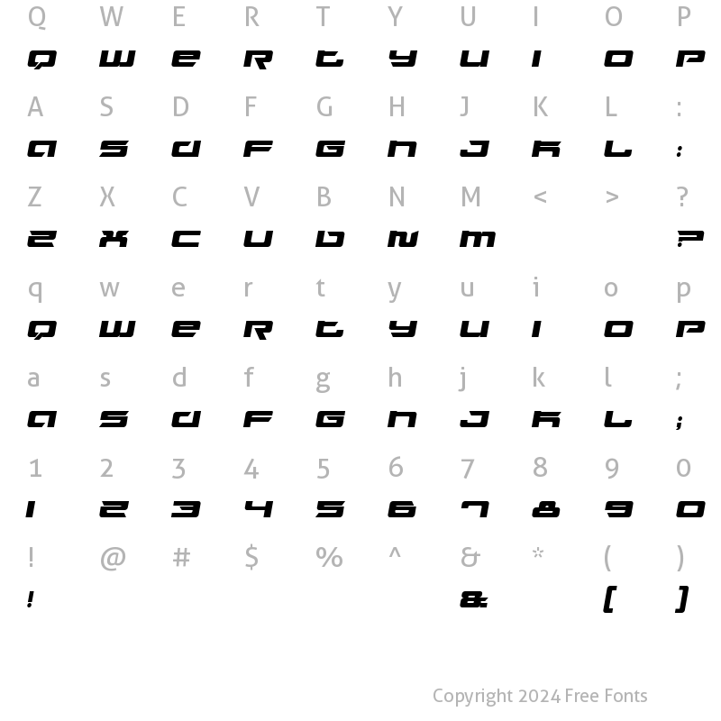 Character Map of Fusion Italic