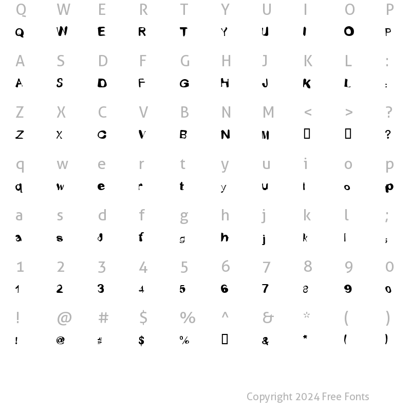 Character Map of Fusty Luggs Regular