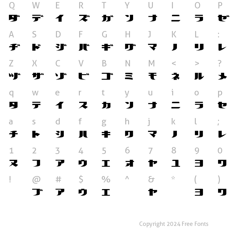 Character Map of Futalic Regular