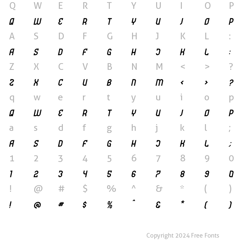 Character Map of Futrons Italic