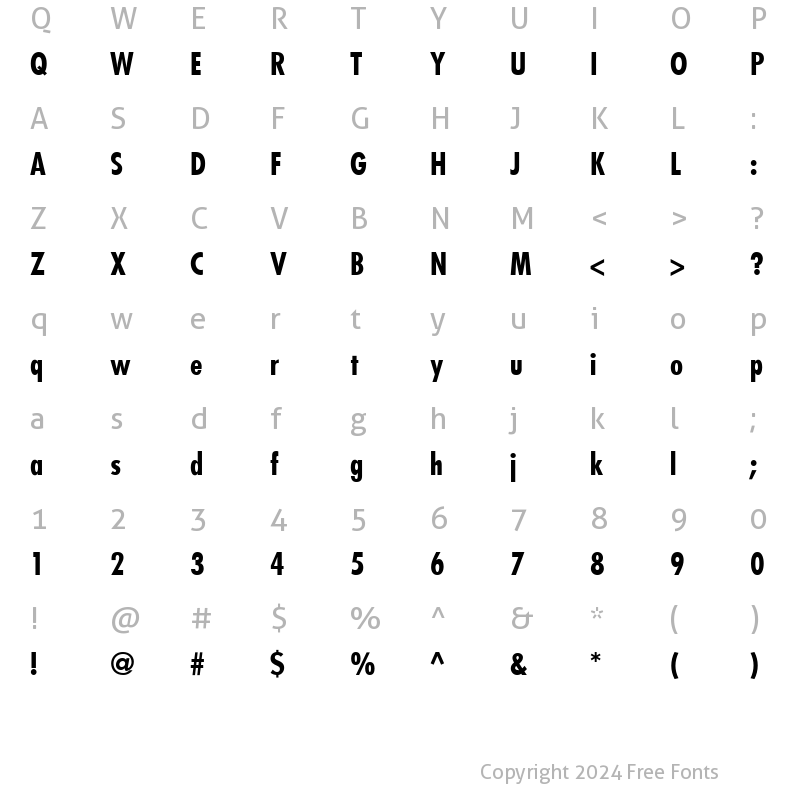 Character Map of Futura-Condensed Bold