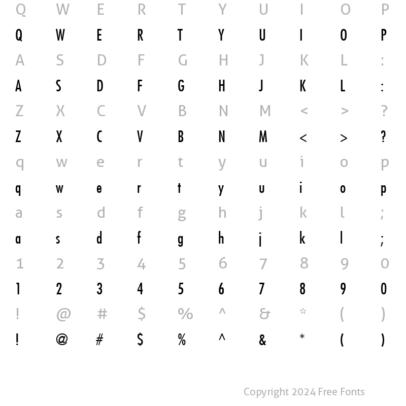 Character Map of Futura Condensed