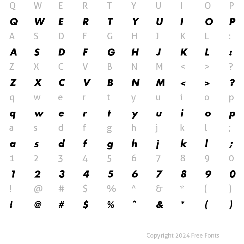 Character Map of Futura ICG BoldOblique