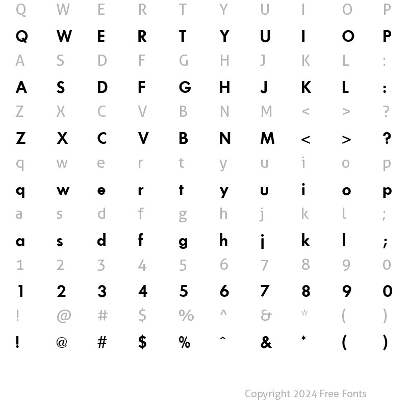 Character Map of Futura ICG Demi