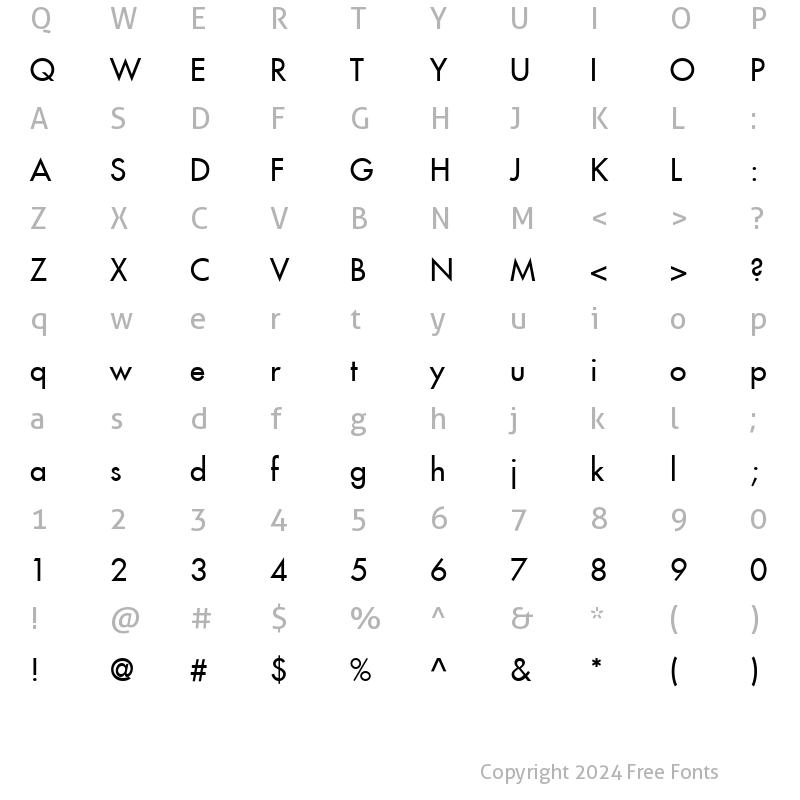 Character Map of Futura LT Medium Regular