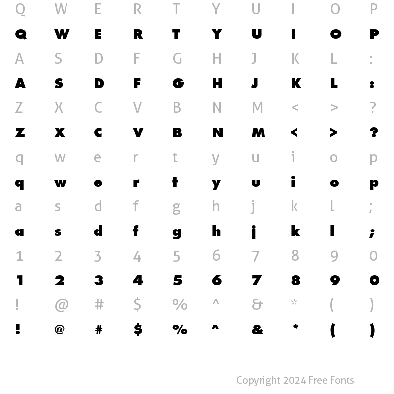 Character Map of Futura URW Heavy Regular