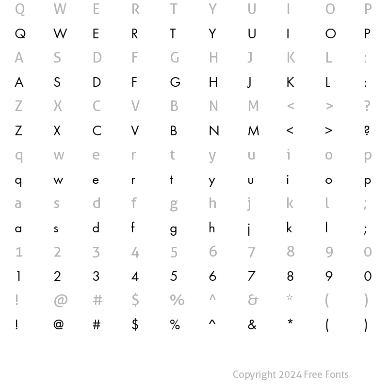 Character Map of Futura URW Regular