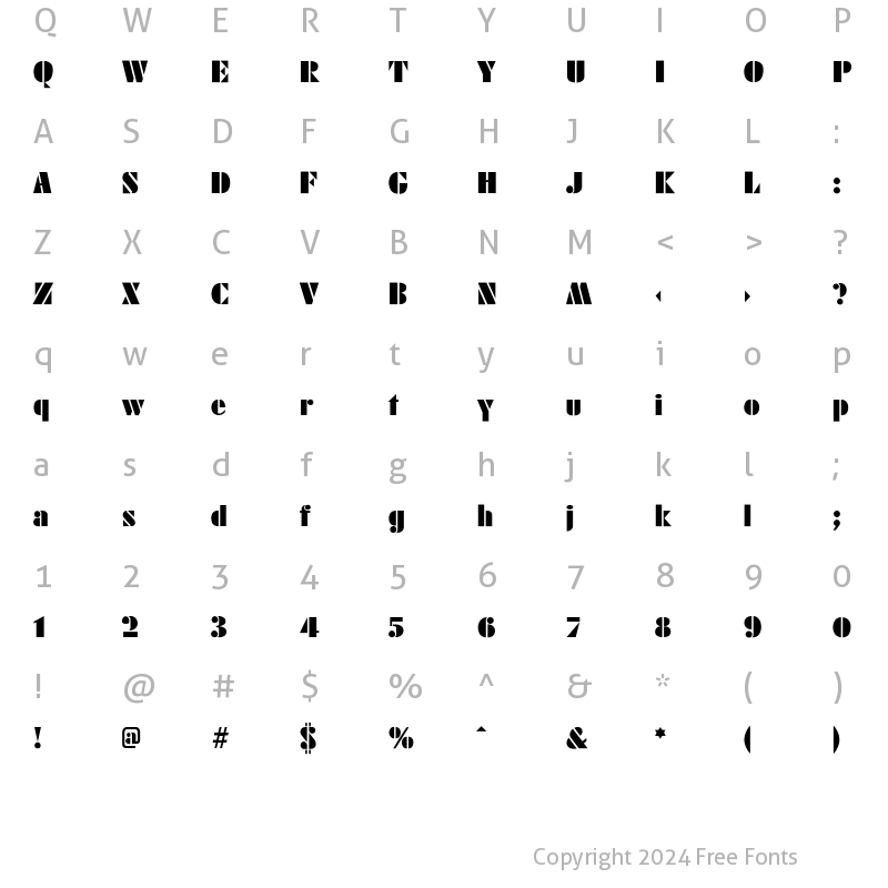 Character Map of Futura_Poster-L Regular