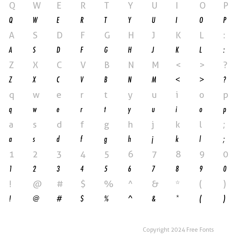 Character Map of FuturaEF CondObl Medium