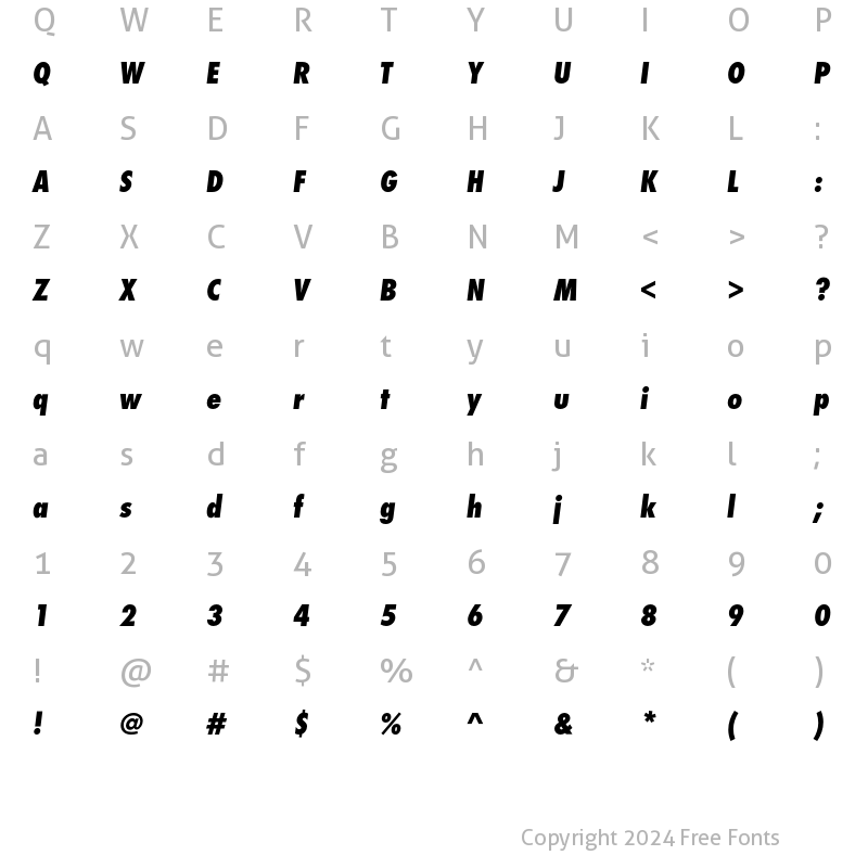 Character Map of FuturaEF ExtraBoldCondObl Regular