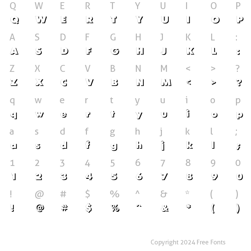 Character Map of FuturaFuturisXShadowC Regular