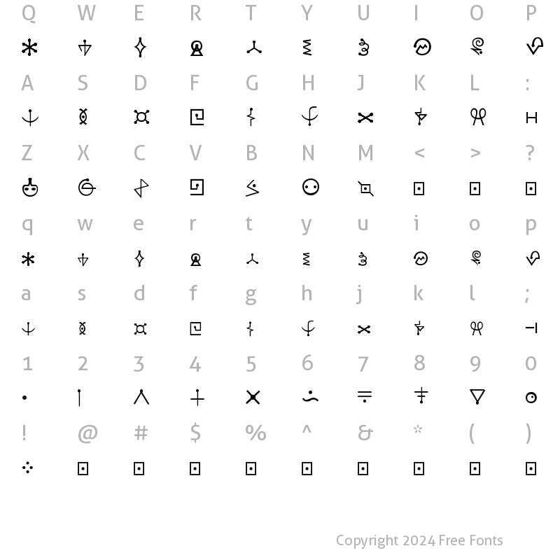 Character Map of Futurama Alien Alphabet One Regular