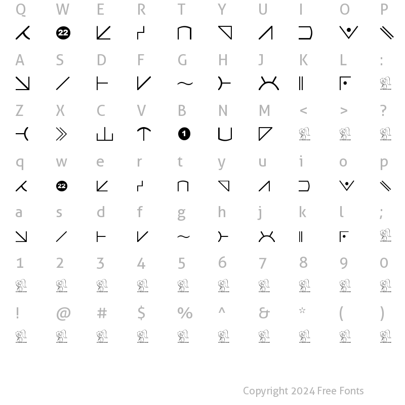 Character Map of Futurama Alien Alphabet Two Regular