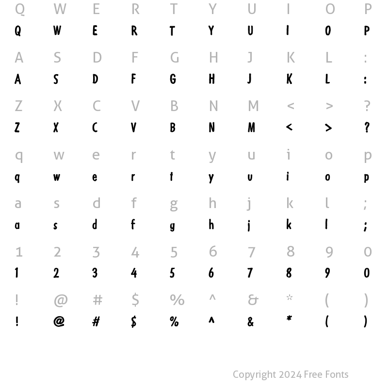 Character Map of Futuramano Condensed Bold