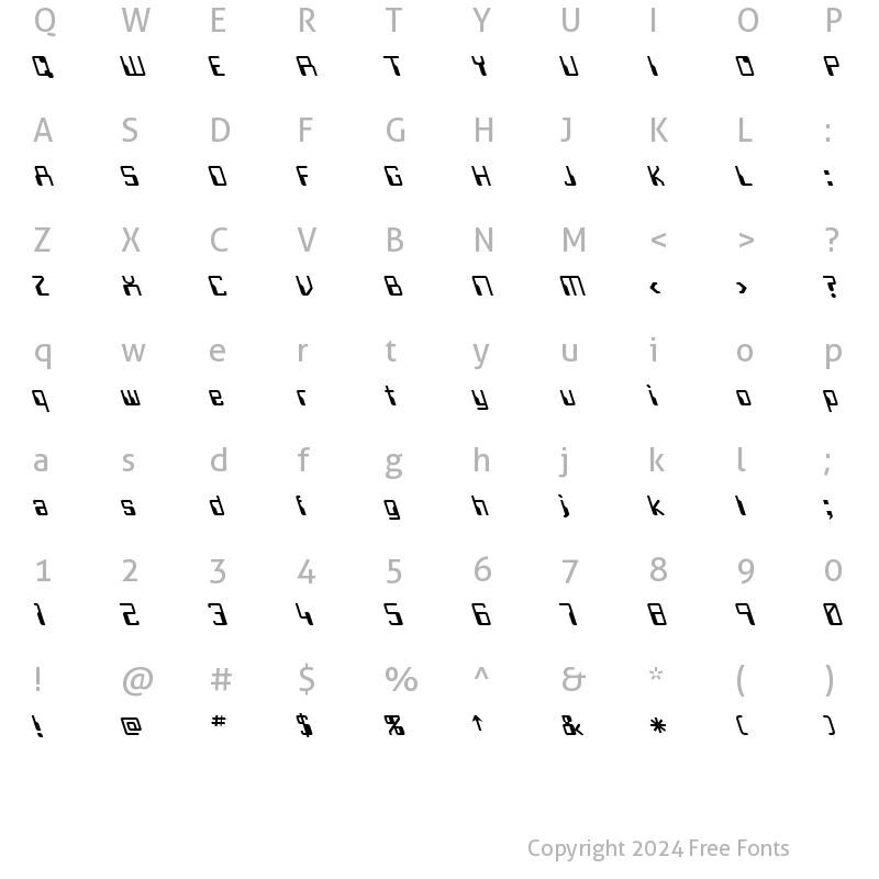 Character Map of Future Lefty Italic Regular