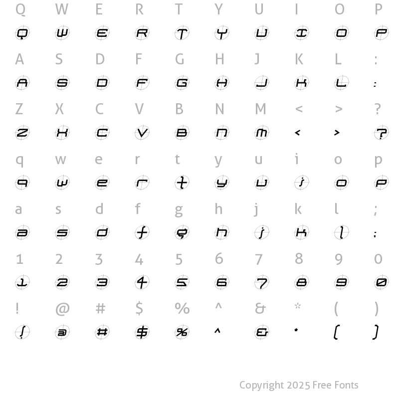 Character Map of FutureKill Skew Bold