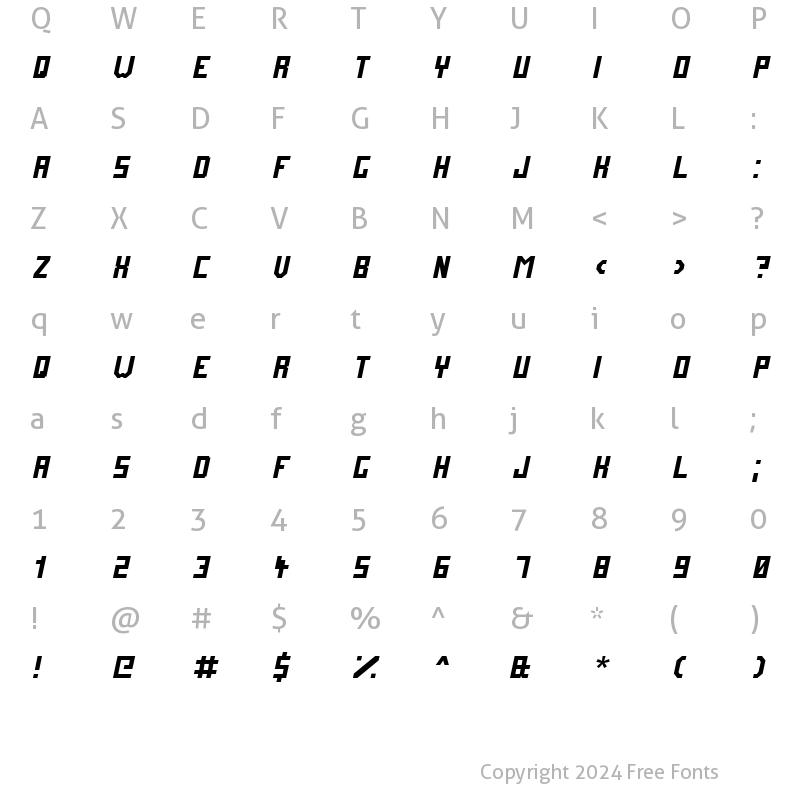 Character Map of FutureMillennium Italic